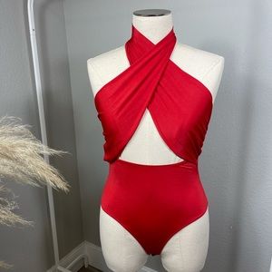 Wrap Bust Halter Bodysuit